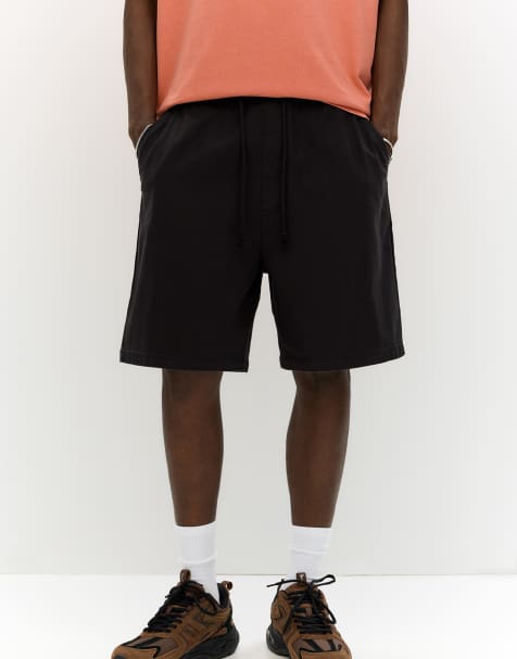 Pull&Bear – Svarta bermudashorts med dragsko - view 1