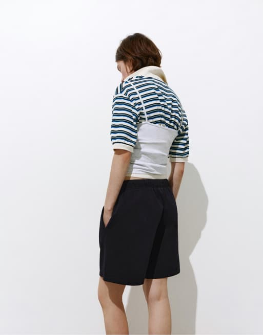 Pull&Bear – Svarta bermudashorts med elastisk midja, 4 av 4