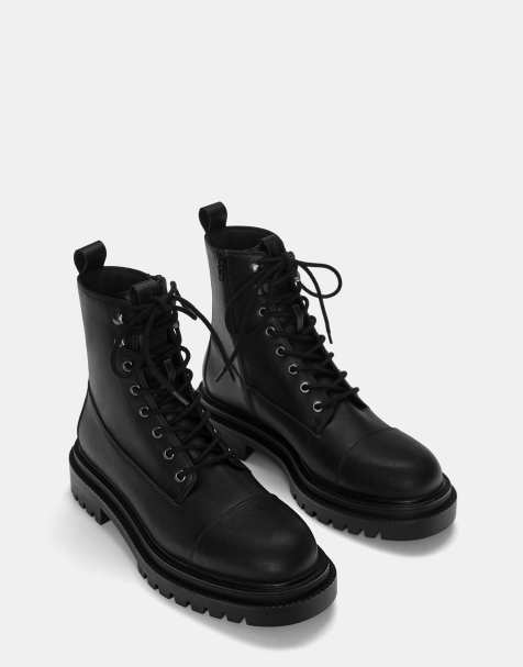 Pull&Bear – Svarta boots med snörning - view 1