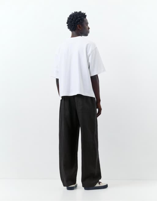 Pull&Bear – Svarta byxor i 100% linnetyg, 3 av 4