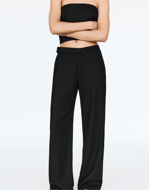 Pull&Bear – Svarta byxor med korsad midja - view 1