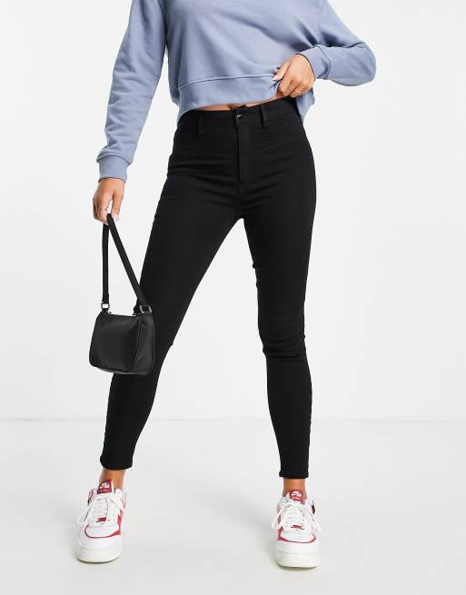 Pull&Bear – Svarta enkla ultra-skinny jeans med hög midja, 3 av 4