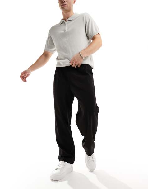 Pull&Bear – Svarta figursydda byxor i baggy-stil - view 1