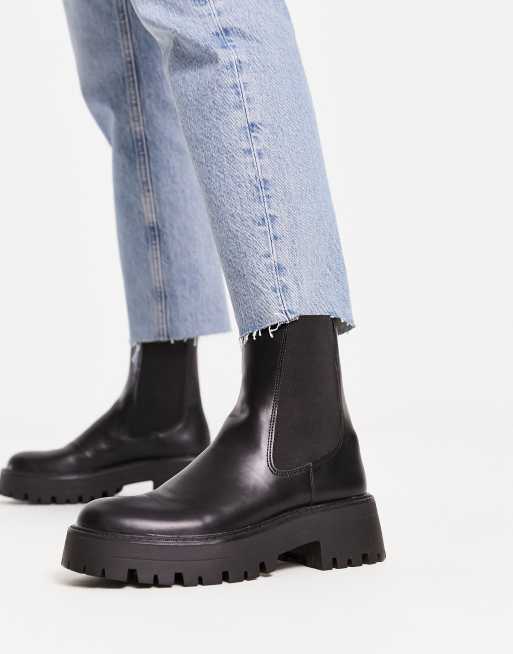 Pull&Bear – Svarta grova chelseaboots