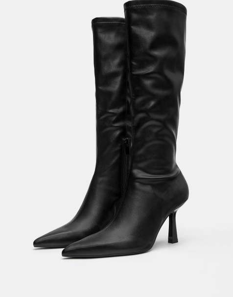 Pull&Bear – Svarta, högklackade boots - view 1