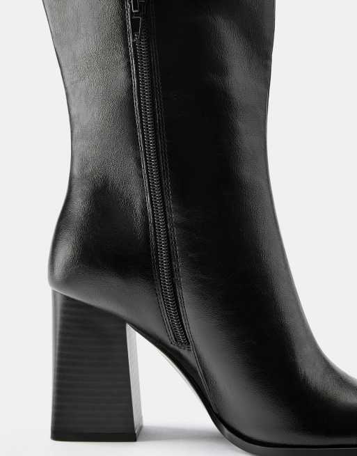 Pull&Bear – Svarta, högklackade boots, 5 av 5