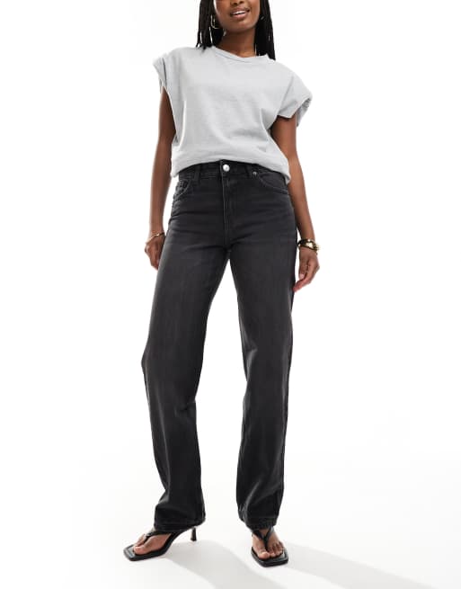Pull&Bear – Svarta jeans med raka ben och medelhög midja