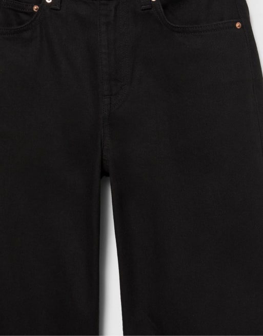 Pull&Bear – Svarta, melerade, raka jeans med vida ben, 7 av 7
