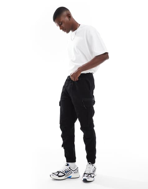 Pull&Bear – Svarta, mjuka mjukisbyxor i cargostil - view 1