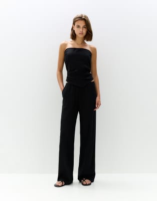Pull&Bear – Svarta, rustika mjukisbyxor - view 1