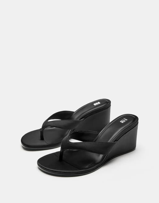 Pull&Bear – Svarta sandaler med höga kilklackar, 4 av 4