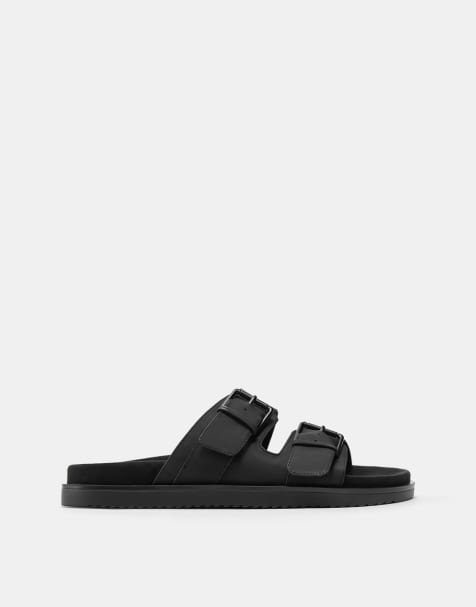 Pull&Bear – Svarta sandaler med spänne - view 1