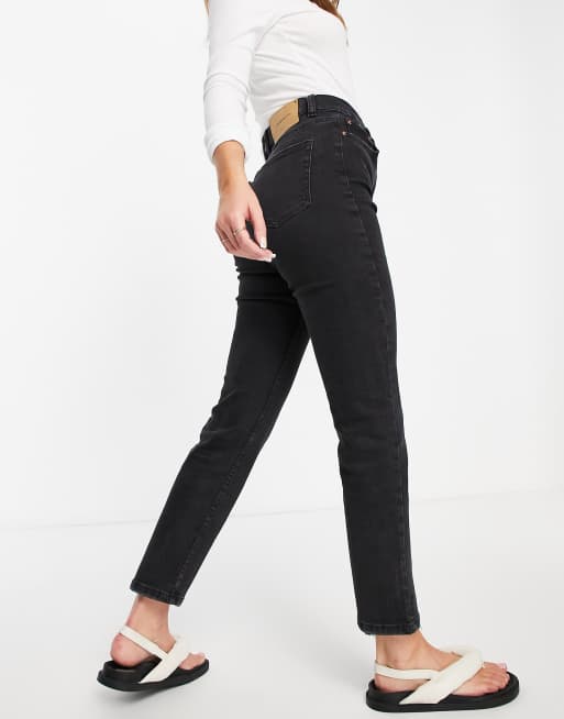 Pull&Bear – Svarta slim mom jeans