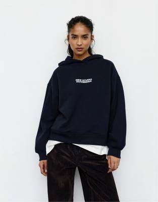 Pull & Bear - Sweat à capuche avec imprimé Project 03 - Bleu marine S