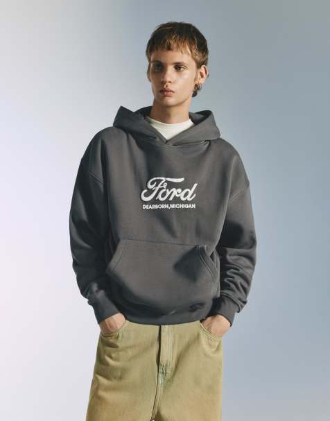 Pull&Bear - Sweat à capuche avec inscription « Ford » - Gris - view 1