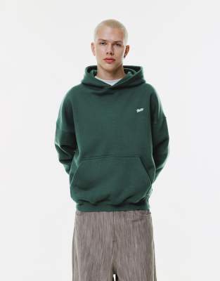 Pull & Bear - Sweat à capuche avec logo STWD brodé - Vert
