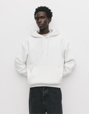 Pull&Bear - Sweat à capuche basique - Blanc cassé