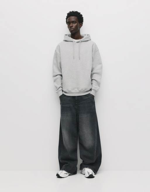 Pull&Bear - Sweat à capuche basique - Gris chiné, 4 de 4
