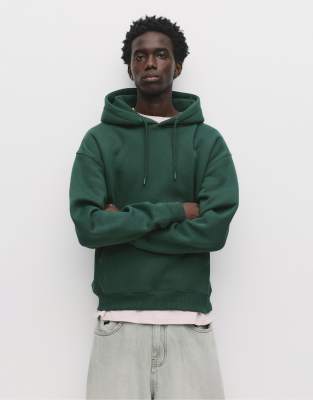 Pull & Bear - Sweat à capuche basique - Vert bouteille