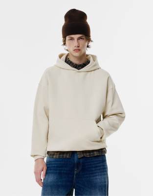 Pull & Bear - Sweat à capuche - Blanc cassé