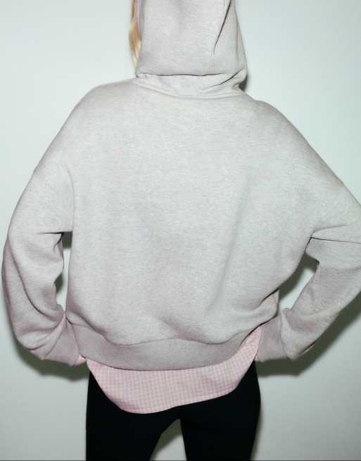 Pull&Bear sweat à capuche combiné gris chiné, 3 de 7