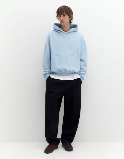 Pull&Bear sweat à capuche coupe carrée bleu ciel, 4 de 7
