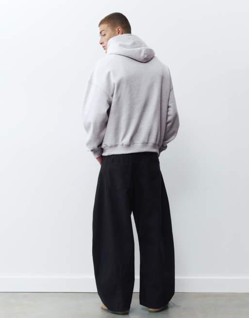 Pull&Bear sweat à capuche coupe carrée en gris chiné clair, 2 de 7