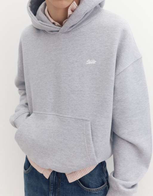Pull&Bear sweat à capuche coupe carrée gris chiné, 3 de 7