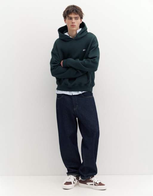 Pull&Bear sweat à capuche coupe carrée vert, 4 de 7