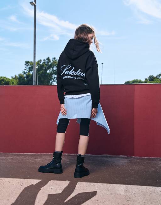 Pull&Bear sweat à capuche graphique noir, 2 de 6