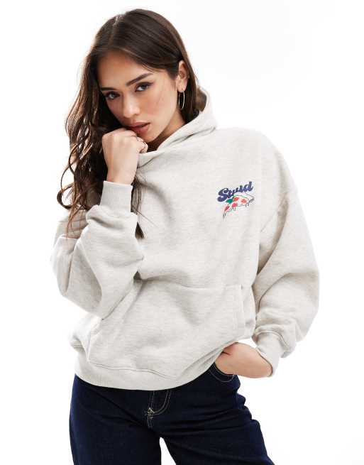 Pull&Bear Sweat à capuche oversize à imprimé avec pizza et STWD