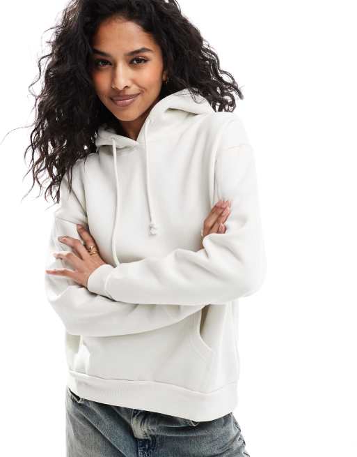 Pull&Bear - Sweat à capuche oversize - Blanc cassé