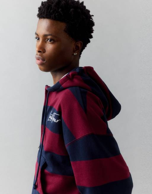 Pull&Bear sweat à capuche zippé à rayures bleu marine, 4 de 6