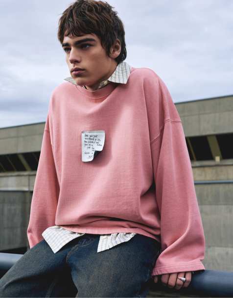 Pull&Bear - Sweat à étiquette - Rose - view 1