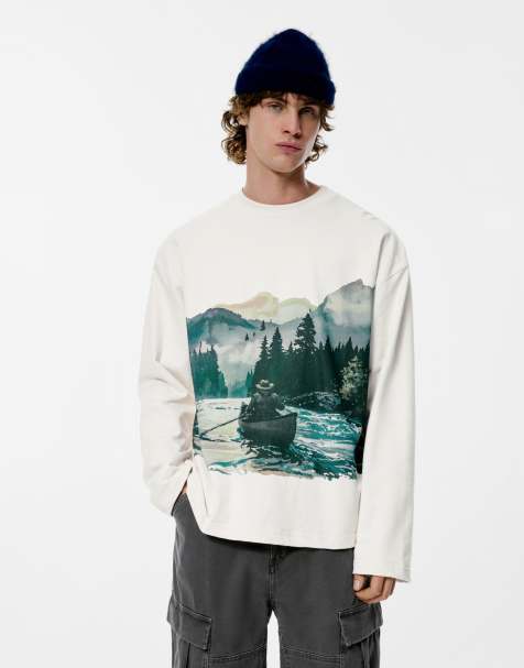 Pull&Bear - Sweat avec motif - Blanc cassé - view 1