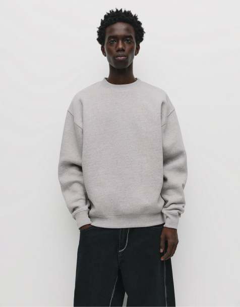 Pull&Bear - Sweat basique à col rond - Gris chiné - view 1