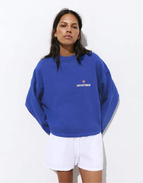 Pull&Bear - Sweat décontracté à imprimé soleil - Bleu intense - view 1