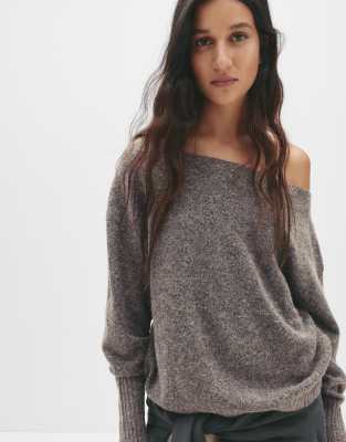 Pull & Bear - Sweat oversize en maille douce - Marron-Brown