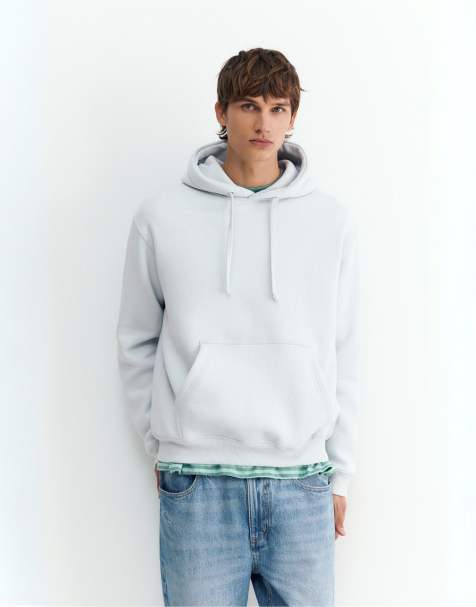 Pull&Bear sweat-shirt à capuche basique bleu ciel - view 1