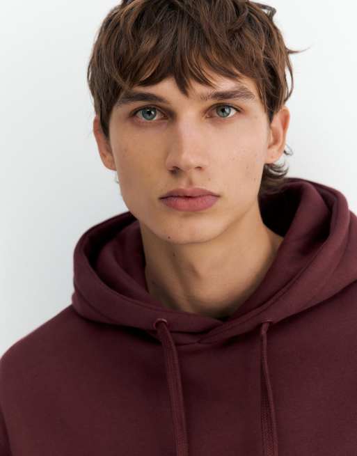 Pull&Bear sweat-shirt à capuche basique bordeaux, 3 de 7