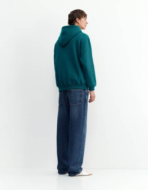 Pull&Bear sweat-shirt à capuche basique vert bouteille, 2 de 7
