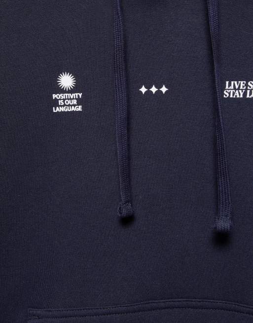 Pull&Bear sweat-shirt à capuche imprimé bleu marine, 7 de 7