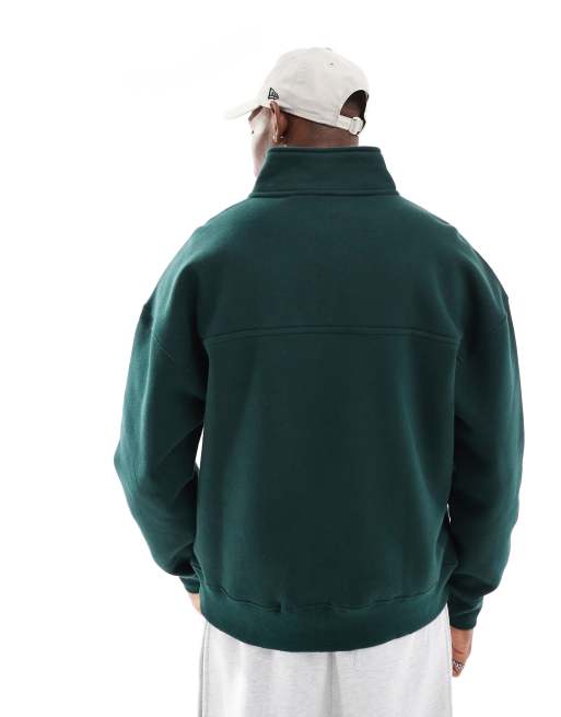 Pull&Bear Sweat-shirt à col zippé Vert bouteille ASOS