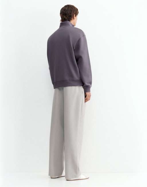Pull&Bear sweat-shirt à demi-zip gris bleu, 2 de 7