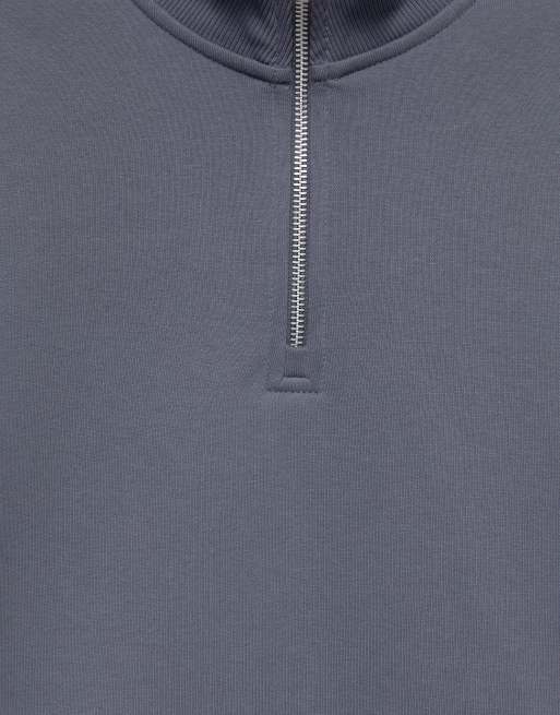 Pull&Bear sweat-shirt à demi-zip gris bleu, 6 de 7