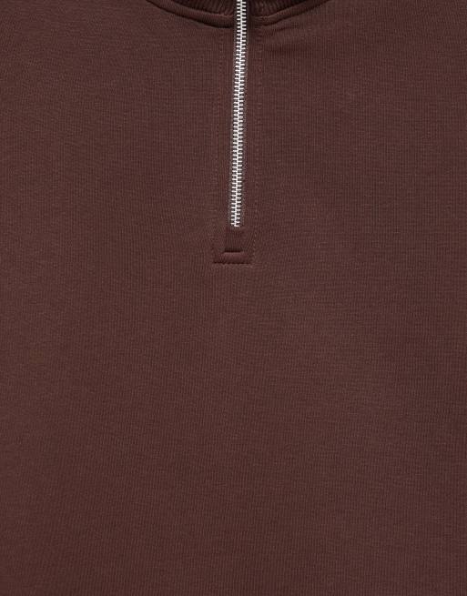 Pull&Bear sweat-shirt à demi-zip marron, 6 de 7