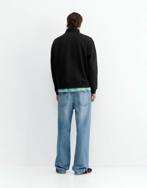 Pull&Bear sweat-shirt à demi-zip noir, 2 de 7