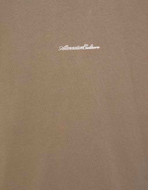 Pull&Bear sweat-shirt coupe décontractée à manches courtes marron taupe, 7 de 7