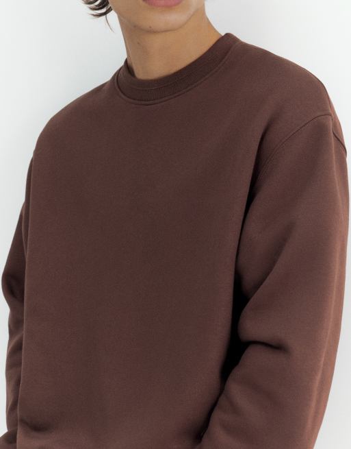 Pull&Bear sweat-shirt coupe relaxed couleur chocolat, 3 de 7