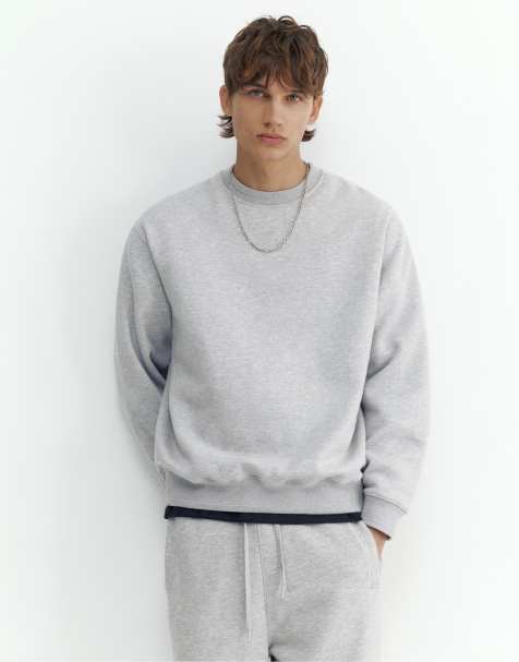 Pull&Bear sweat-shirt coupe relaxed gris chiné - view 1
